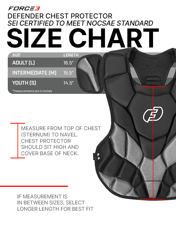 FORCE3 Defender Solid State Catcher Chest Protector | Meets NOCSAE