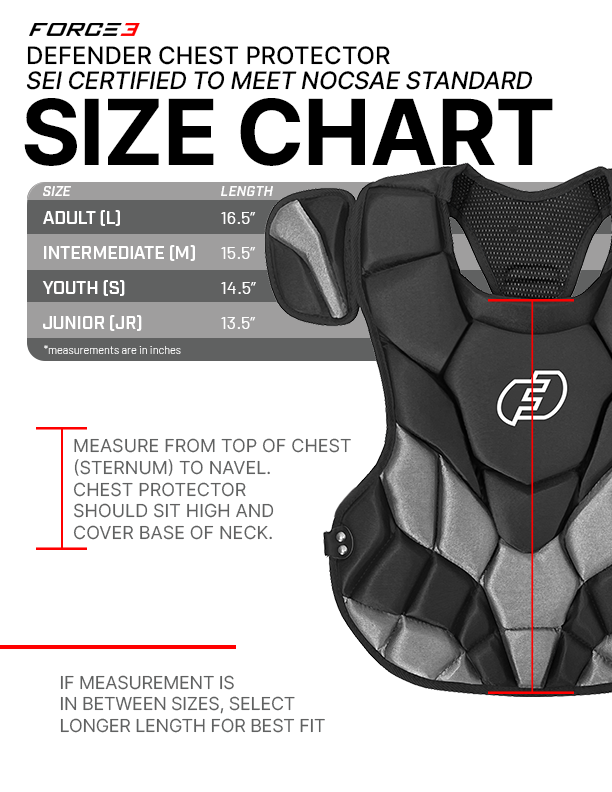 FORCE3 Defender Two-Tone Catcher Chest Protector | Meets NOCSAE