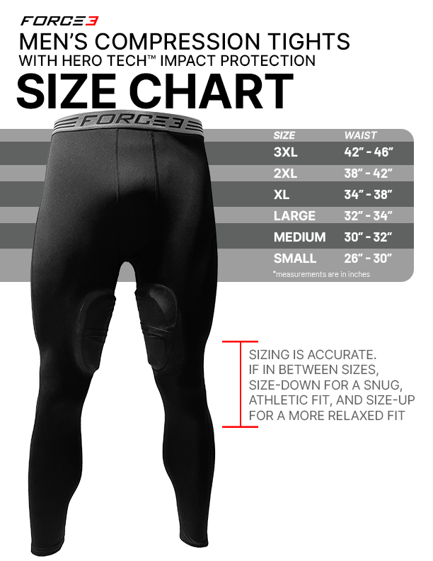 COMING SOON! FORCE3 Men's Compression Tights with Hero Tech Impact Protection