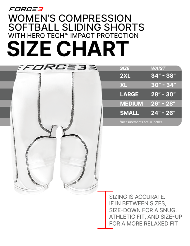 FORCE3 Women's Compression Softball Sliding Shorts with Hero Tech Impact Protection