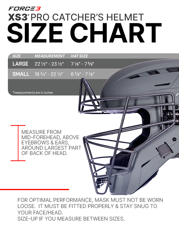 FORCE3 XS3® PRO Catchers Helmet | Matte |  Meets NOCSAE