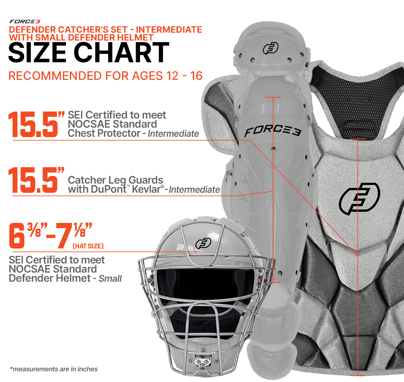 FORCE3 Defender Helmet Catcher's Set | Intermediate (ages 12-16) | Mee