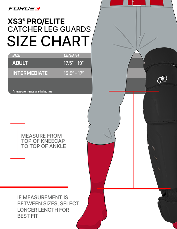 FORCE3 XS3® ELITE Leg Guards | Specifically Designed for use with the PitchCom® System - Adult