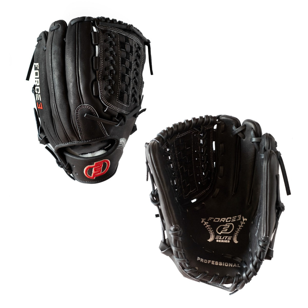FORCE3 ELITE Series Pitcher's Glove - Black